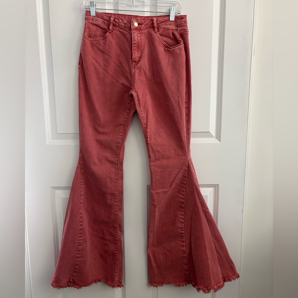 Wisteria Lane‎ Women's Red/Pink Flare Jeans L